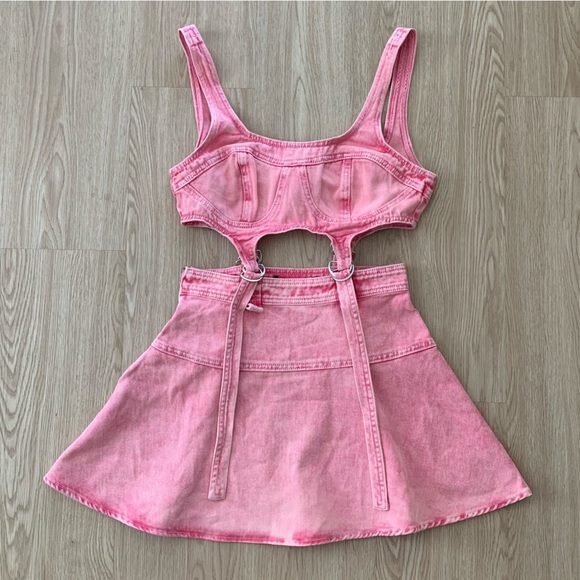 Denim cut out open midi mini dress nwot rave festival - Picture 5 of 5